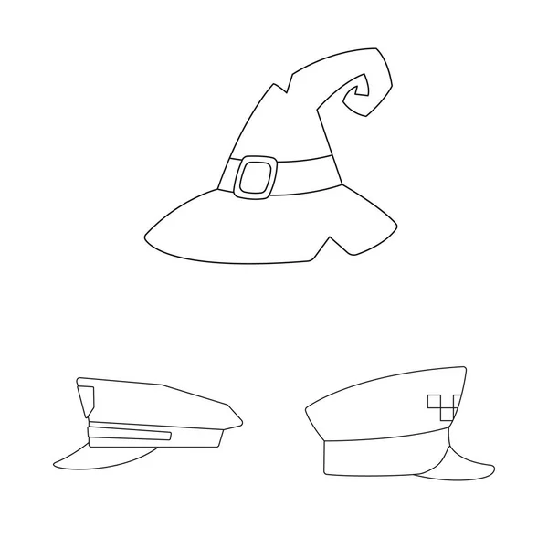 Ilustración vectorial de casco e icono de la tapa. Conjunto de casco y accesorio símbolo de stock para web . — Archivo Imágenes Vectoriales
