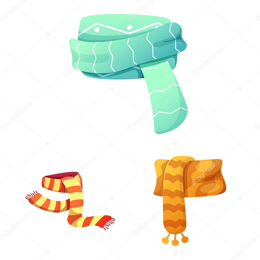 Vector illustration of scarf and shawl icon. Set of scarf and accessory stock symbol for web.