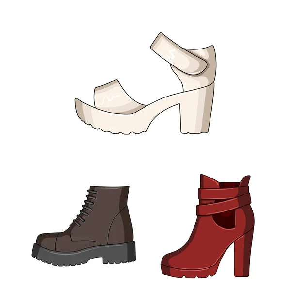 Different Shoes Cartoon Icons Set Collection Design Men Women Shoes — Stock Vector