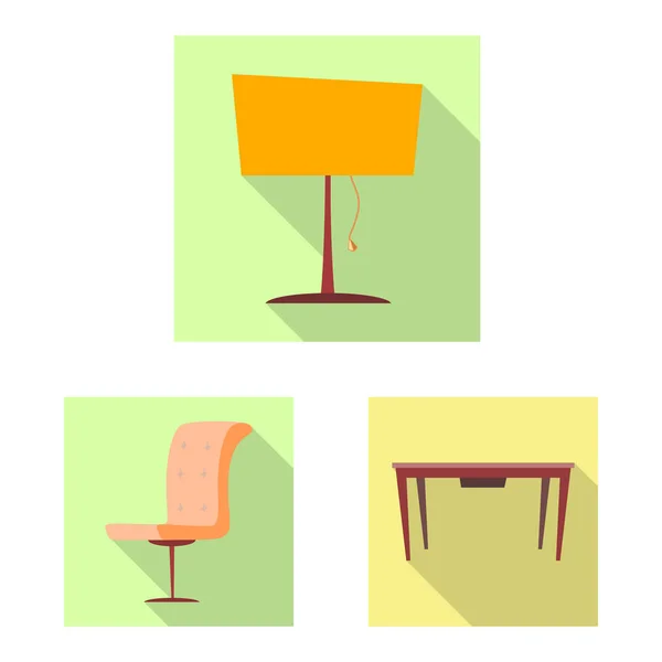 Vektorillustration von Möbeln und Wohnungsschildern. Sammlung von Möbeln und Vektor-Illustrationen für Eigenheime. — Stockvektor