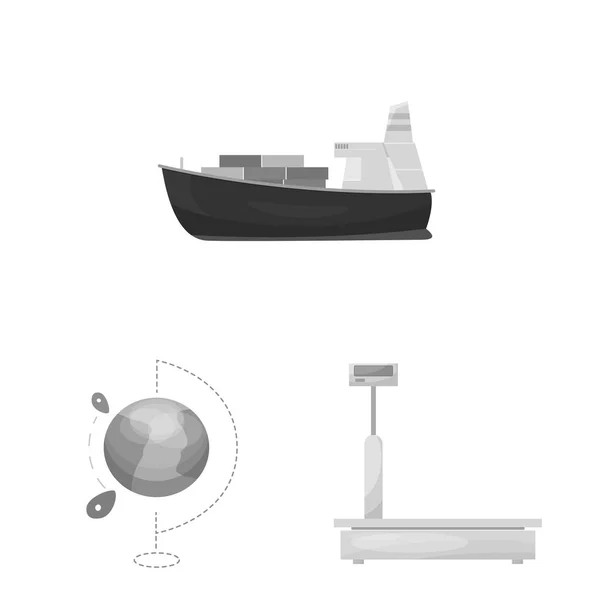 商品や貨物のロゴのベクトル イラスト。商品とウェアハウス株式ベクトル図のセット. — ストックベクタ