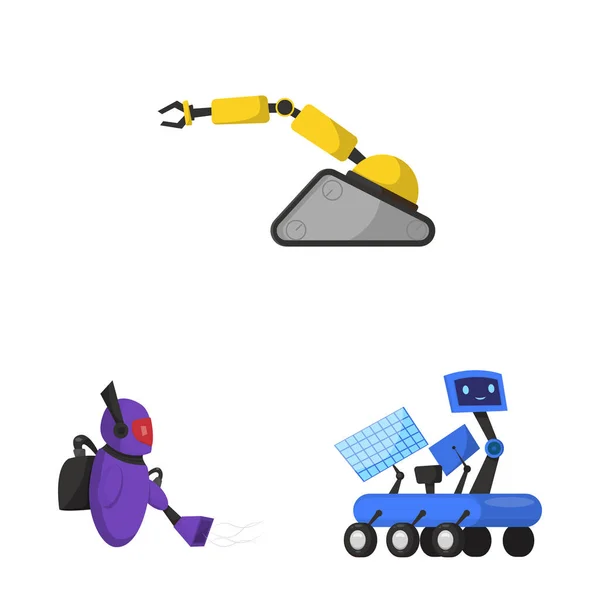 Vektor-Design von Roboter und Fabriksymbol. Sammlung von Roboter- und Space-Stock-Symbol für das Web. — Stockvektor