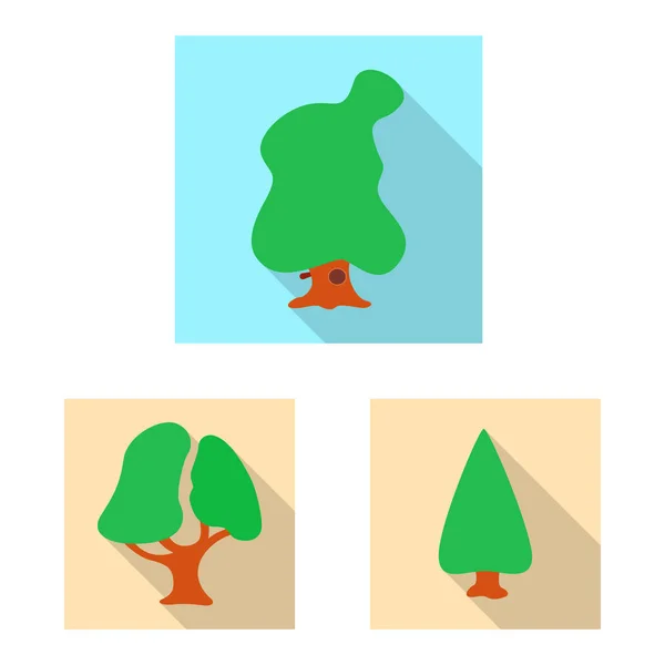 Ilustración vectorial de árbol y signo de la naturaleza. Colección de árbol y corona icono vectorial para stock . — Vector de stock