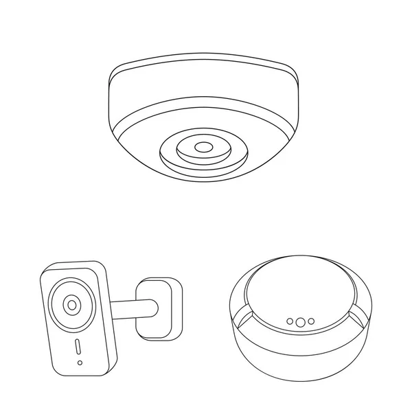 Ilustración vectorial de cctv y logotipo de la cámara. Colección de cctv y sistema de stock símbolo para web . — Archivo Imágenes Vectoriales