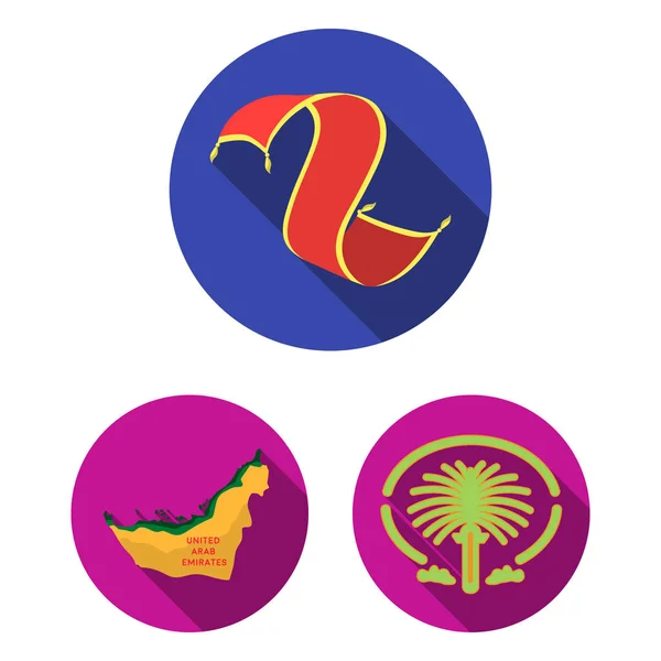 País Emiratos Árabes Unidos iconos planos en colección de conjuntos para el diseño. Turismo y atracción vector símbolo stock web ilustración . — Vector de stock