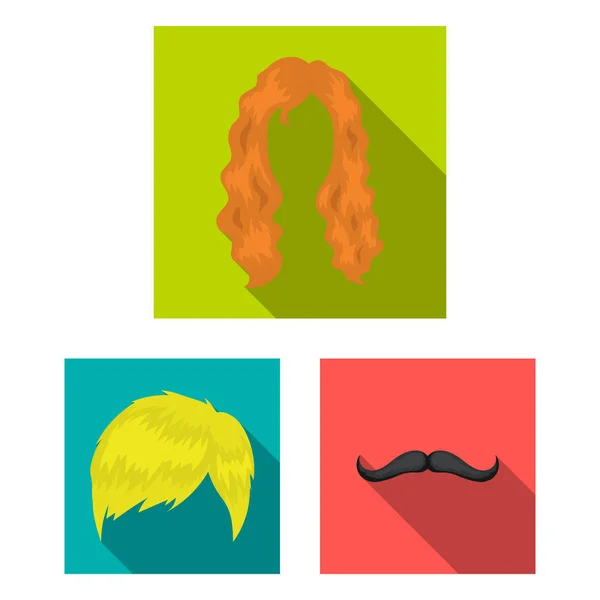 Bigote Barba Peinados Iconos Planos Colección Conjuntos Para Diseño Elegante — Archivo Imágenes Vectoriales