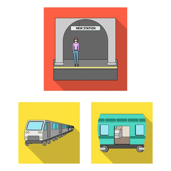 Metropolitana, metropolitana icone piatte in collezione set per il design. trasporto urbano vettore simbolo stock web illustrazione . — Vettoriale Stock