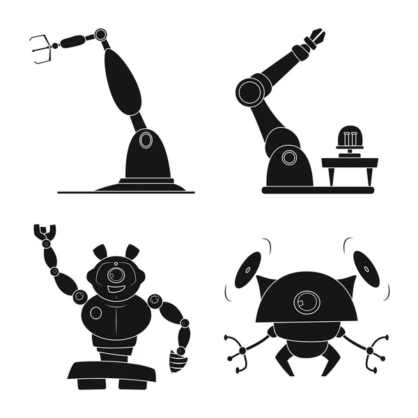 Isolerade objekt av roboten och fabriken symbol. Uppsättning av roboten och utrymme vektor ikonen för lager. — Stock vektor
