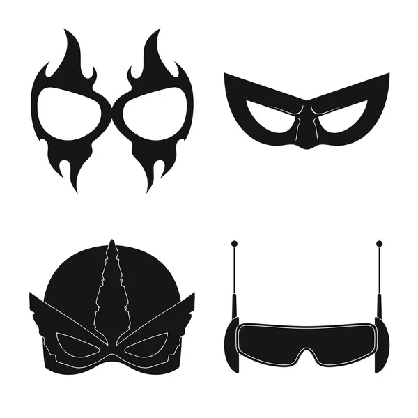 Изолированный объект героя и знак маски. Коллекция героев и супергероев . — стоковый вектор