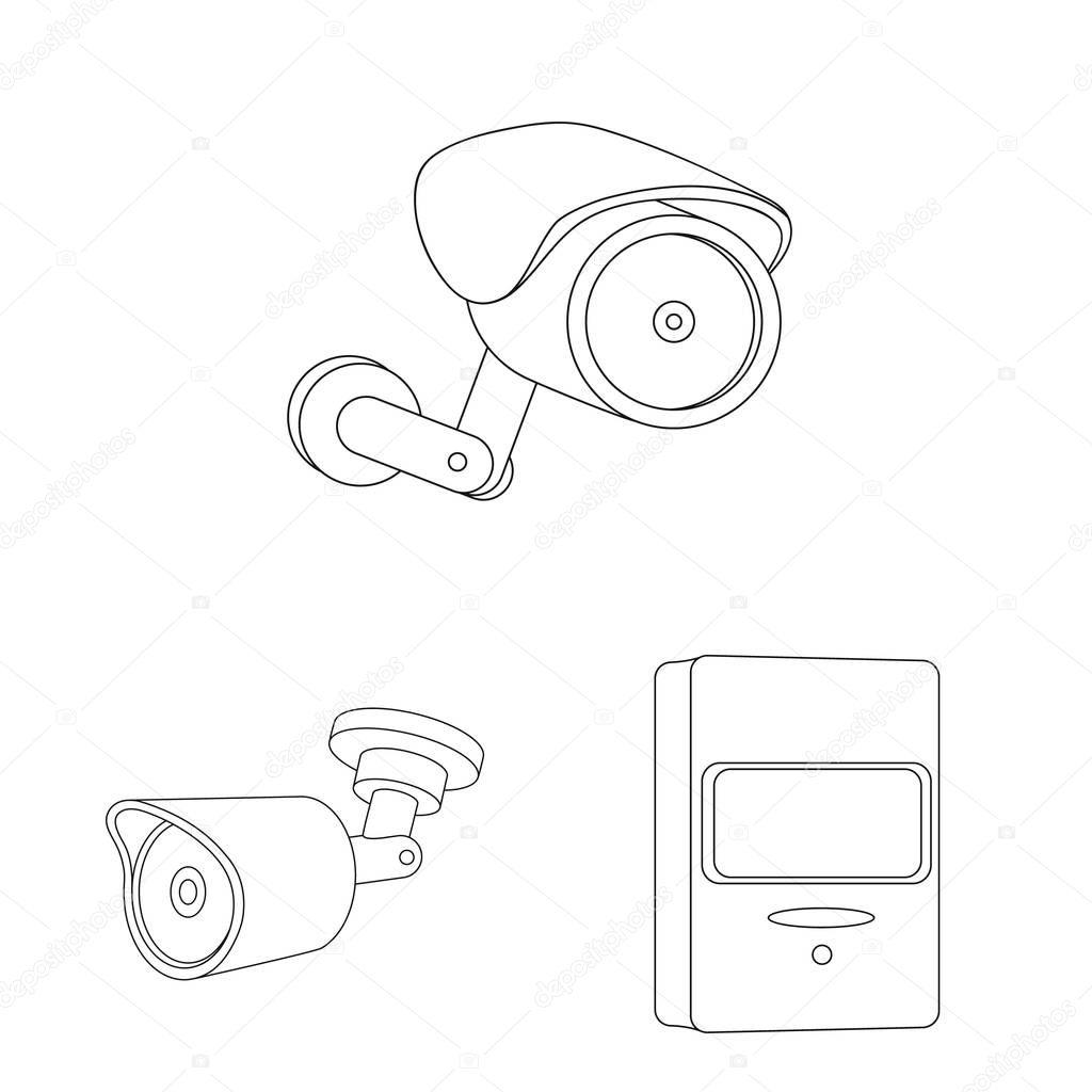 Vector design of cctv and camera sign. Collection of cctv and system vector icon for stock.