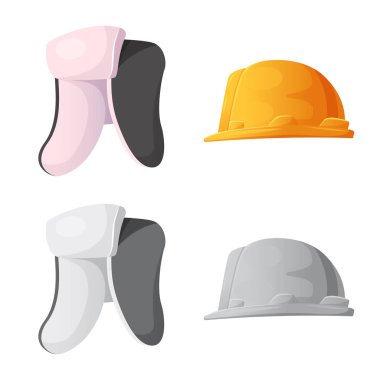 Şapkalar ve kap işareti yalıtılmış nesne. Şapkalar ve aksesuar hisse senedi vektör çizim koleksiyonu.