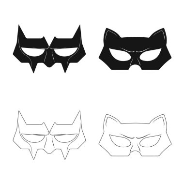 Kahraman ve maske logosu yalıtılmış nesne. Web için kahraman ve süper kahraman hisse senedi simgesi kümesi.