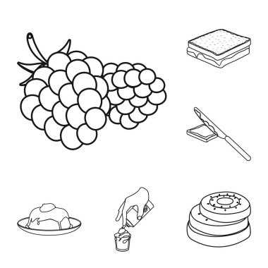 Set koleksiyonu tasarım için tatlı kokulu anahat simgeleri. Sembol stok web illüstrasyon vektör yiyecek ve tatlılık.