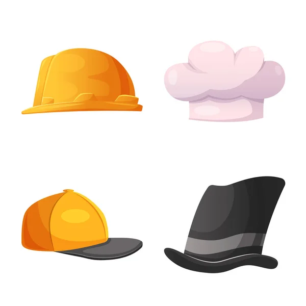 Diseño vectorial de la cabeza y el icono de la tapa. Conjunto de sombreros y accesorios stock vector ilustración . — Vector de stock