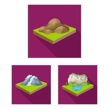 Dağlar, büyük kutsal kişilerin resmi içinde set koleksiyonu tasarım için düz. Dünya vektör izometrik sembol stok web Çizim yüzeyi.