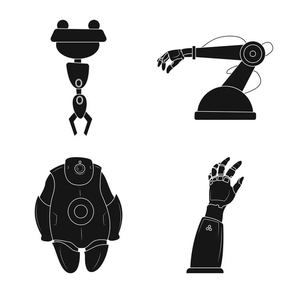 ロボットと工場のシンボルのベクター デザイン。Web ロボットと宇宙株式記号のコレクション. — ストックベクタ