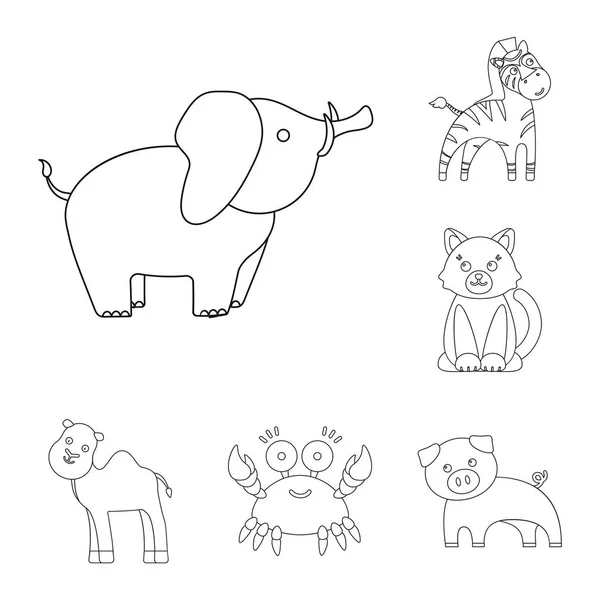 Ein unrealistischer Umriss Animal Icons in Set Collection für Design. Spielzeug Tiere Vektor Symbol Stock Web Illustration. — Stockvektor