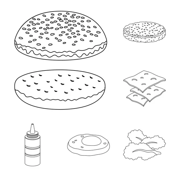 Мбаппе и ингредиенты в наборе для дизайна. Векторные векторные символы бургеров . — стоковый вектор