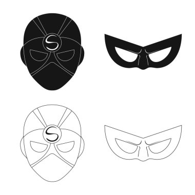 Kahraman ve maske logo vektör tasarımı. Web için kahraman ve süper kahraman hisse senedi simgesi kümesi.