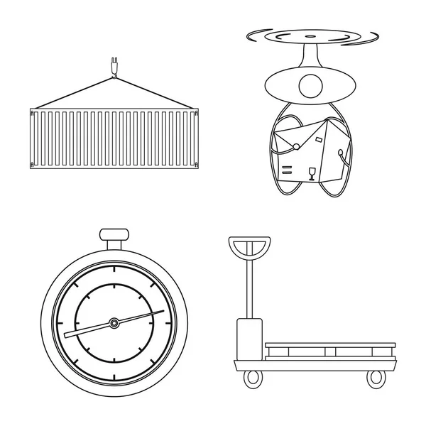 Vector ontwerp van goederen en lading symbool. Collectie van goederen en het aandelensymbool van het magazijn voor web. — Stockvector