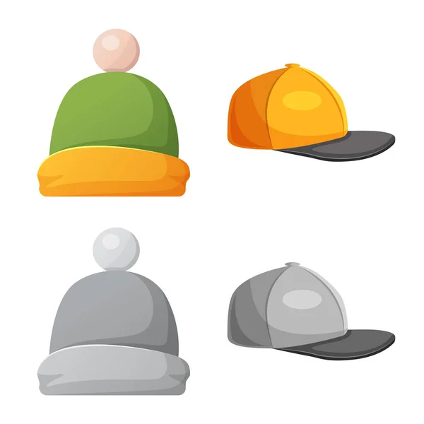 Conception vectorielle du couvre-chef et de l'icône du chapeau. Jeu de coiffures et accessoires illustration vectorielle de stock . — Image vectorielle