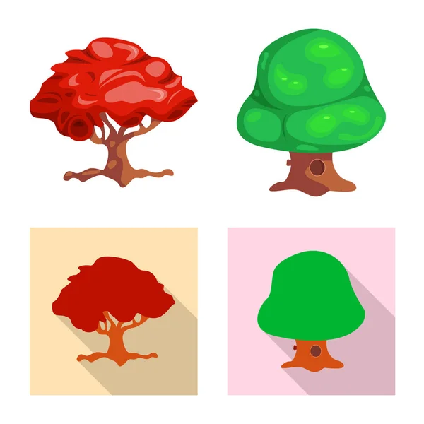 Oggetto isolato di albero e simbolo della natura. Raccolta di icone vettoriali albero e corona per stock . — Vettoriale Stock