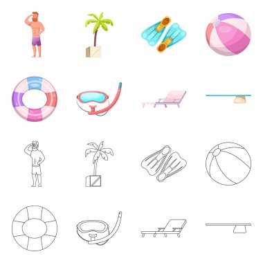 Yalıtılmış nesne havuzu ve yüzme sembolü. Hisse senedi için havuz ve etkinlik vektör simge topluluğu.