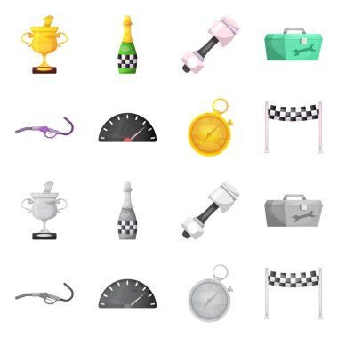 Araba ve ralli simge vektör Illustration. Araba ve yarış hisse senedi simgesi web için kümesi.