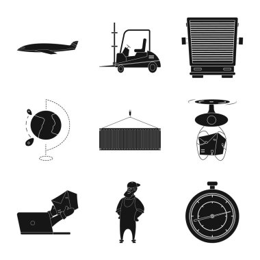 Yalıtılmış nesne mal ve kargo logo. Ürünler ve hisse senedi için ambar vektör simge koleksiyonu.