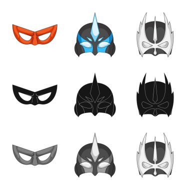 Kahraman ve maske logosu yalıtılmış nesne. Kahraman ve süper kahraman hisse senedi simgesi için web topluluğu.
