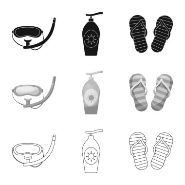 Havuzu ve yüzme işareti tasarımı vektör. Web için havuz ve etkinlik hisse senedi simgesi kümesi.