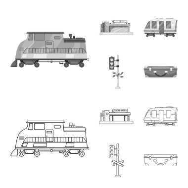 Tren ve İstasyonu simge vektör Illustration. Tren ve bilet hisse senedi simgesi için web topluluğu.