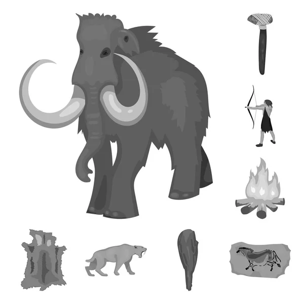 Life in the Stone Age ícones monocromáticos em coleção de conjuntos para design. Pessoas antigas símbolo vetorial ilustração web . —  Vetores de Stock