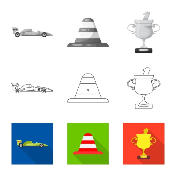 Geïsoleerde object van auto en rally symbool. Set van auto en race vector pictogram voor voorraad. — Stockvector