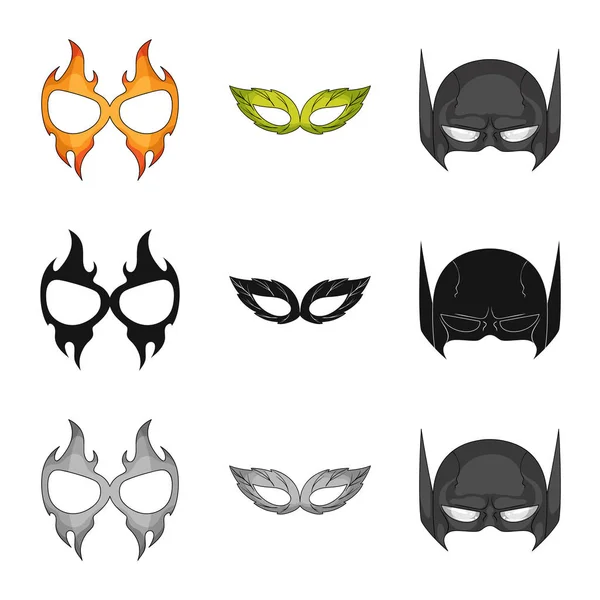Vektor illustration av hjälte och mask tecken. Uppsättning av hjälte och superhjälte vektor ikon för lager. — Stock vektor