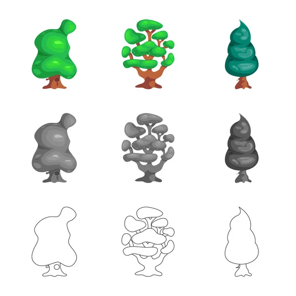 Vektorillustration av träd och naturen tecken. Uppsättning av trädet och crown lager vektorillustration. — Stock vektor