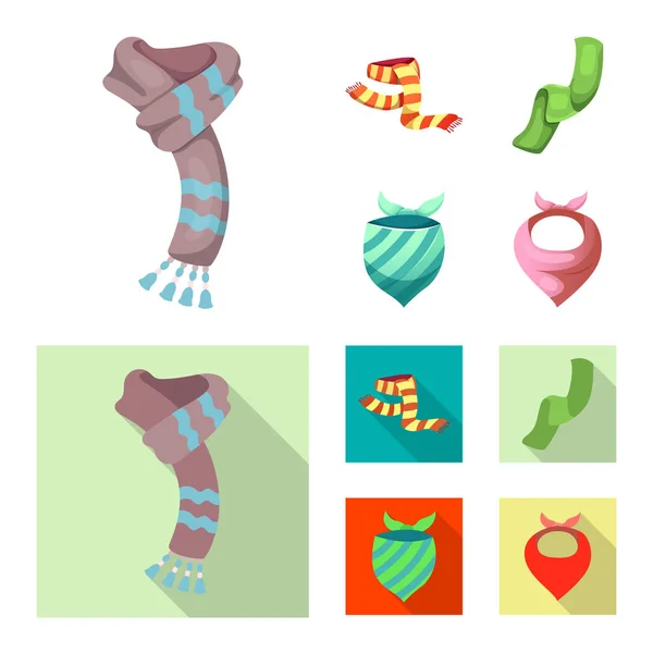 Векторная иллюстрация логотипа шарфа и платка. Набор векторных иллюстраций шарфов и аксессуаров . — стоковый вектор