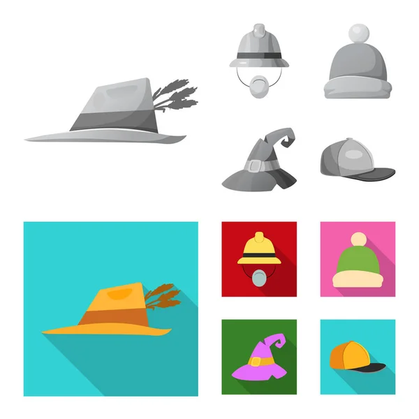 Ilustração vetorial de chapéus e logótipo de boné. Coleção de chapéus e acessórios ilustração vetorial . — Vetor de Stock
