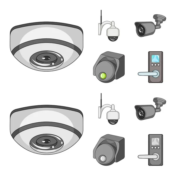 Diseño vectorial de cctv e icono de la cámara. Colección de cctv y vector de sistema icono para stock . — Vector de stock