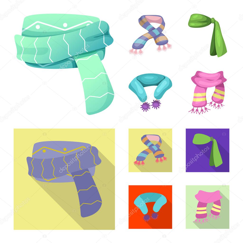 Vector illustration of scarf and shawl sign. Set of scarf and accessory stock symbol for web.