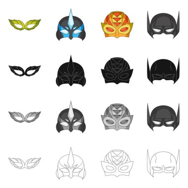 Bir kahraman ve maske işaret tasarım vektör. Kahraman ve süper kahraman hisse senedi vektör çizim topluluğu.