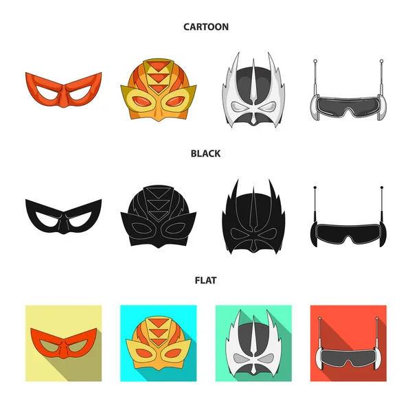 Diseño vectorial de héroe y máscara símbolo. Conjunto de héroe y superhéroe icono de vector para la acción . — Archivo Imágenes Vectoriales