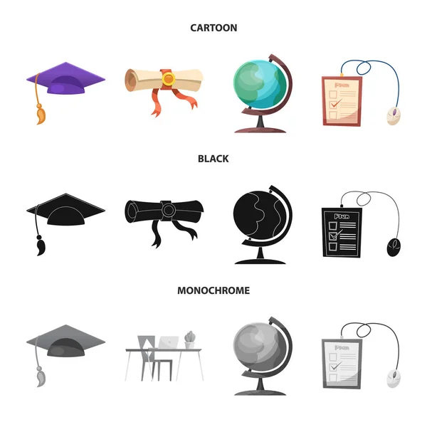 教育和学习符号的向量例证。网络教育与学校股票符号设置. — 图库矢量图片