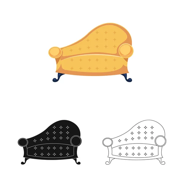 Isolerade objekt av möbler och lägenhet tecken. Uppsättning av möbler och hem lager vektorillustration. — Stock vektor