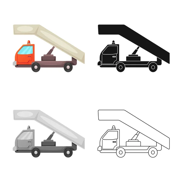 Isolierte Objekt des Flughafens und Flugzeug-Symbol. Sammlung von Flughafen- und Flugzeugvektordarstellungen. — Stockvektor