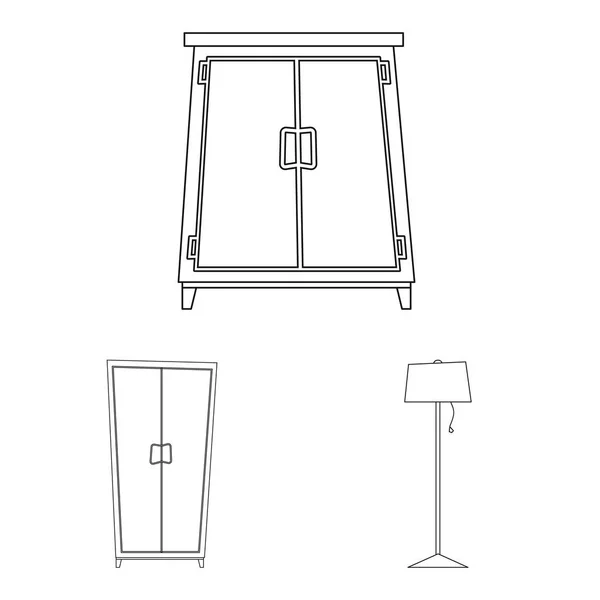 Векторні ілюстрації меблів та іконок квартири. Набір меблів і домашній вектор значок на складі . — стоковий вектор