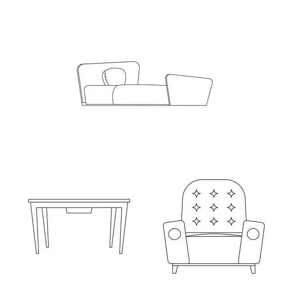 Изолированный предмет мебели и символ квартиры. Коллекция мебели и иконка домашнего вектора на складе . — стоковый вектор