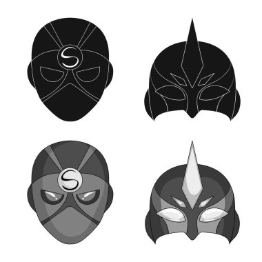 Kahraman ve maske logo vektör Illustration. Kahraman ve süper kahraman hisse senedi vektör çizim topluluğu.