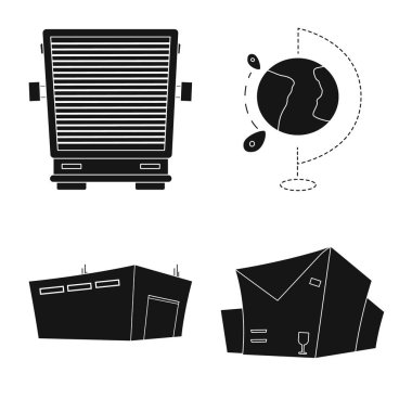 Yalıtılmış nesne mal ve kargo simgesi. Ürünler ve hisse senedi için ambar vektör simge kümesi.