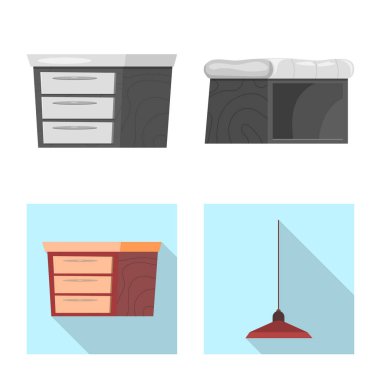 Vektör tasarım mobilya ve daire sembolü. Koleksiyon Mobilya ve ev hisse senedi vektör çizim.